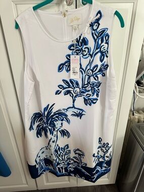 Lilly Pulitzer White Sleeveless Shift with Blue julienne shift tall tales